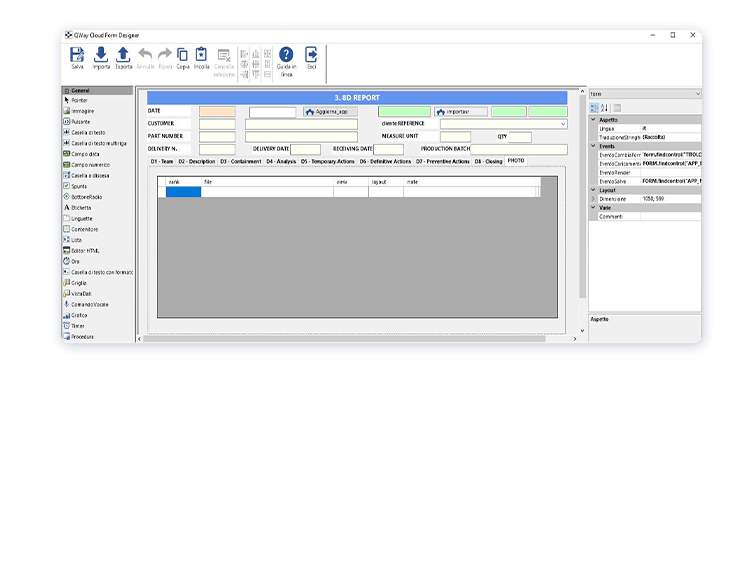 Personalizzare 8D Report